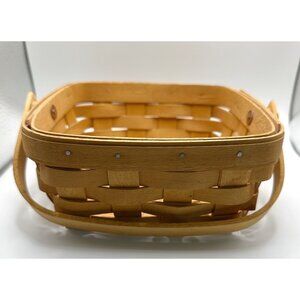 2000 6 Inches Square Longaberger Basket With Handle 3 Inches Tall
